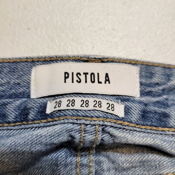 Pistola Denim Blue Jean Asymmetrical Frayed Hem Mini Skirt Distressed - Picture 7 of 9